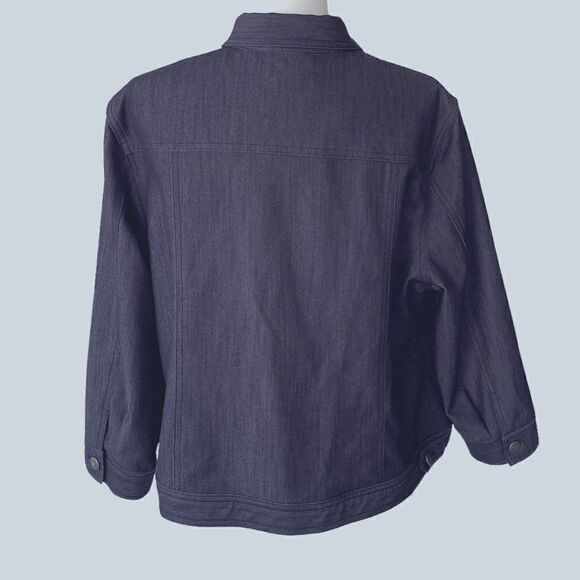 Ruby Road Womens Blue Snap Front Embellished Jacket SZ 18 - Picture 2 of 11